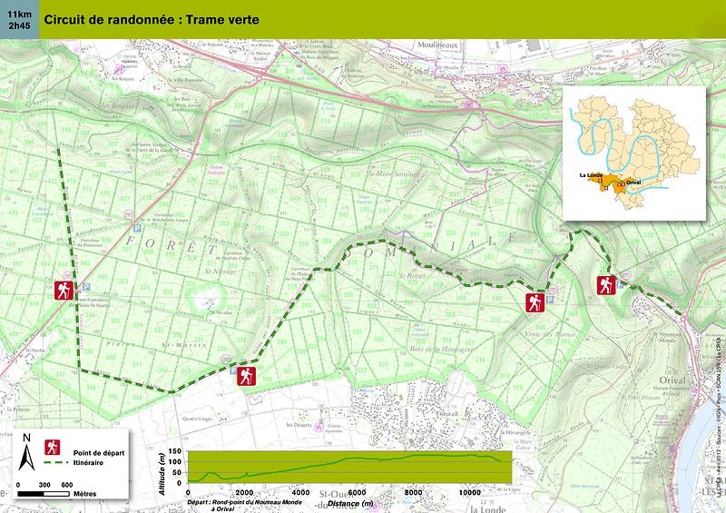 La carte du circuit de la trame verte.