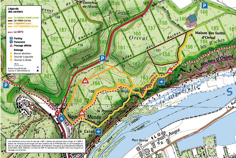 3 sentiers sur 4 partent de la Maison des forêts (cette carte est proposée en téléchargement)