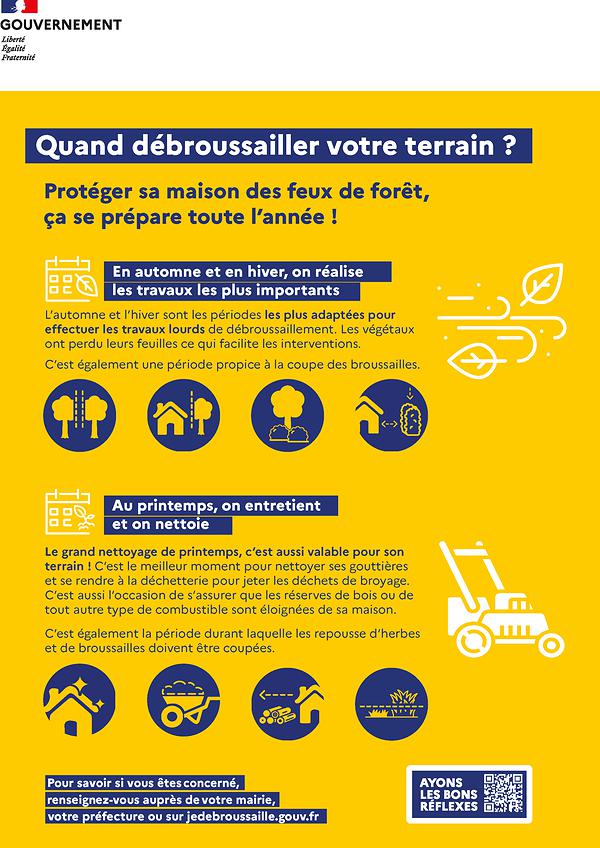 Infographique présentant les périodes pendant lesquelles le débroussaillement est recommandé.