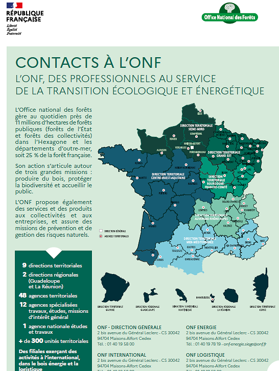 Visuel de couverture de la plaquette "Contacts à l'ONF"